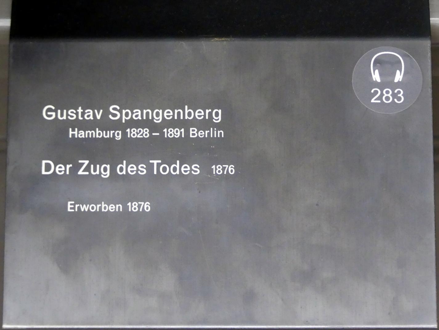 Gustav Spangenberg (1876), Der Zug des Todes, Berlin, Alte Nationalgalerie, Saal 215, Historienmalerei, 1876, Bild 2/2