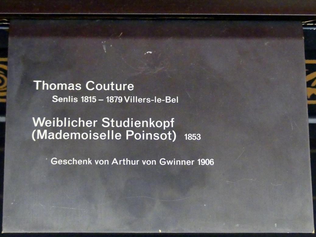 Thomas Couture (1836–1860), Weiblicher Studienkopf (Mademoiselle Poinsot), Berlin, Alte Nationalgalerie, Saal 103, Realismus zwischen Constable und Courbet, 1853, Bild 2/2