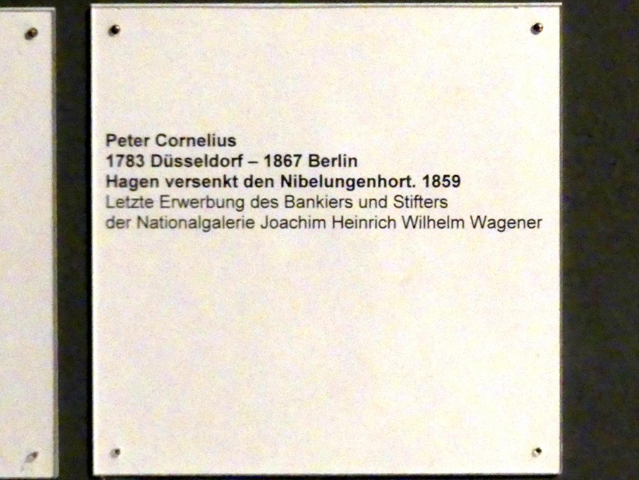 Peter von Cornelius (1816–1859), Hagen versenkt den Nibelungenhort, Berlin, Alte Nationalgalerie, Saal 104a, Geschichte der Nationalgalerie, 1859, Bild 2/2