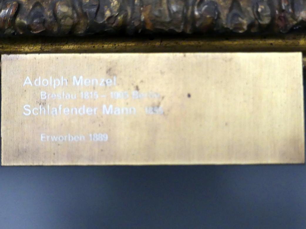 Adolph von Menzel (1844–1888), Schlafender Mann, Berlin, Alte Nationalgalerie, Saal 109, Adolph Menzel, 1855, Bild 2/2