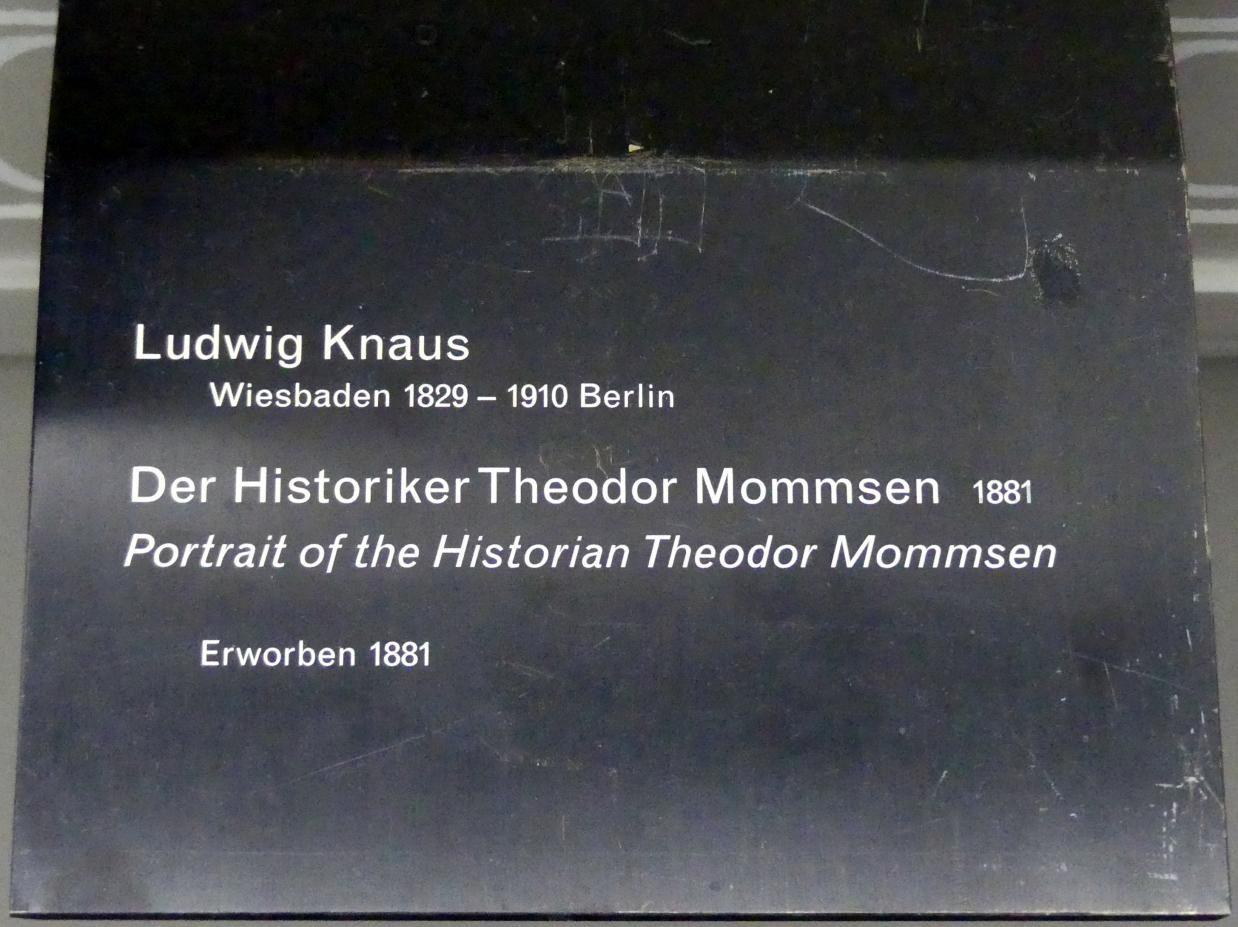 Ludwig Knaus (1847–1888), Der Historiker Theodor Mommsen, Berlin, Alte Nationalgalerie, Saal 114, Kunst der Gründerzeit, 1881, Bild 2/2
