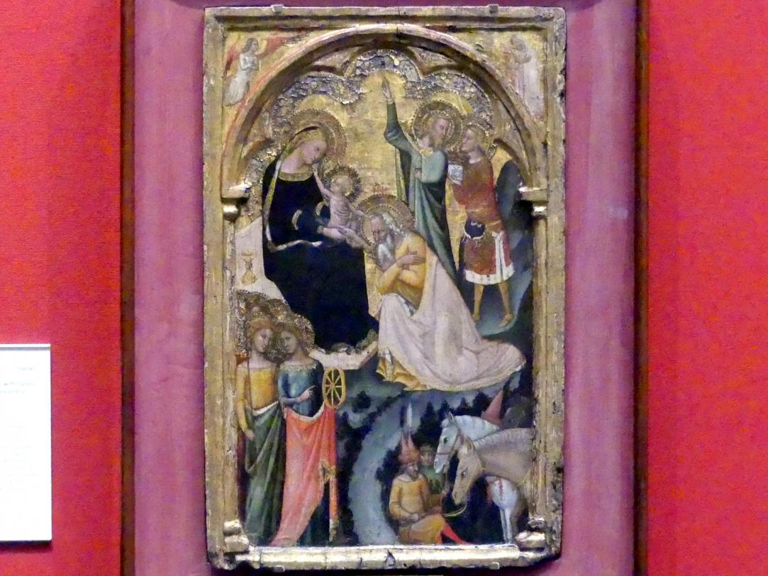Vitale da Bologna (1329–1350), Anbetung der Könige mit den hll. Ursula und Katharina von Alexandrien, Edinburgh, Scottish National Gallery, Saal 2, Gotik und Renaissance, um 1350, Bild 2/3