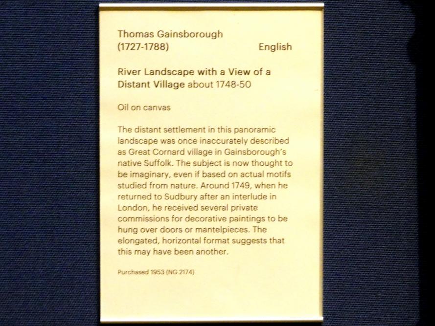 Thomas Gainsborough (1748–1788), Flusslandschaft mit Blick auf ein entferntes Dorf, Edinburgh, Scottish National Gallery, Saal 14, Kunst des 18. und 19. Jahrhunderts, um 1748–1750, Bild 2/2