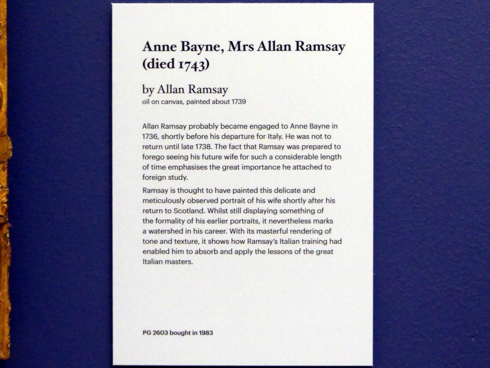 Allan Ramsay (1736–1766), Anne Bayne, Ehefrau von Allan Ramsey (gestorben 1743), Edinburgh, Scottish National Portrait Gallery, Saal 5-6, um 1739, Bild 2/2