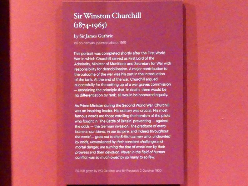 James Guthrie (1883–1924), Sir Winston Churchill (1874-1965), Edinburgh, Scottish National Portrait Gallery, Saal 9, um 1919, Bild 2/2