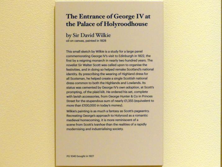 David Wilkie (1804–1839), Der Einzug von Georg IV. in den Palast von Holyroodhouse, Edinburgh, Scottish National Portrait Gallery, Saal 7, 1828, Bild 2/2