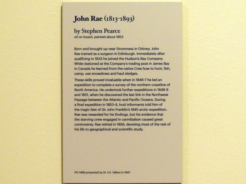 Stephen Pearce (1853), John Rae (1813-1893), Edinburgh, Scottish National Portrait Gallery, Saal 7, um 1853, Bild 2/2