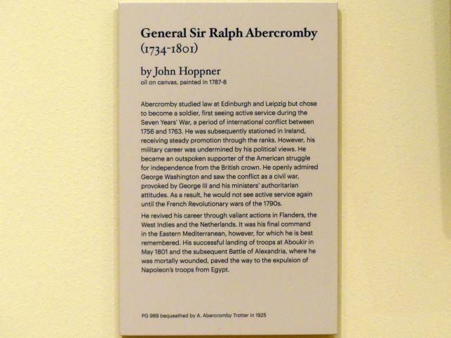 John Hoppner (1787–1810), General Sir Ralph Abercromby (1734-1801), Edinburgh, Scottish National Portrait Gallery, Saal 7, 1787–1788, Bild 2/2