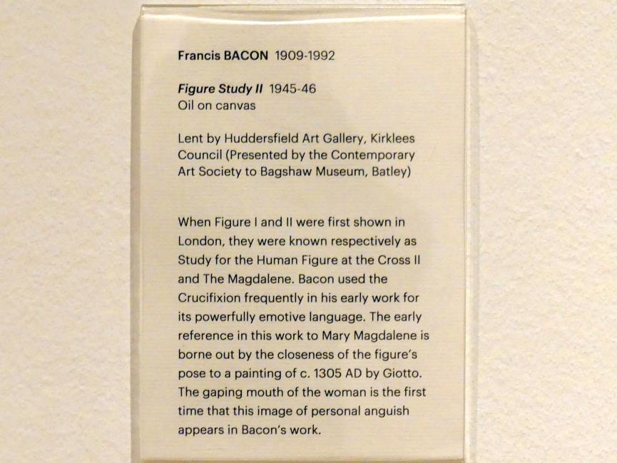 Francis Bacon (1945–1991), Figure Study II, Edinburgh, Scottish National Gallery of Modern Art, Gebäude One, Saal 18 - Bacon und Kossoff: das Figürliche neu erfinden, 1945–1946, Bild 2/2