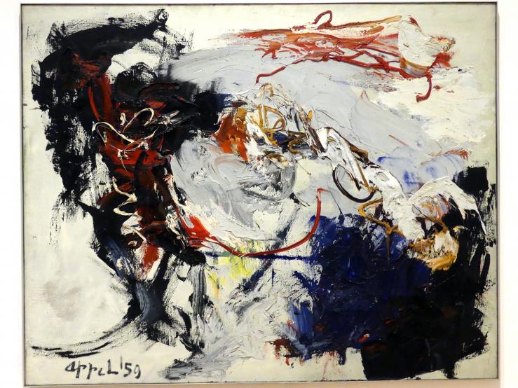 Karel Appel (1947–1959), Tanzen im Raum vor dem Sturm, Edinburgh, Scottish National Gallery of Modern Art, Gebäude One, Saal 19: jenseits der Farbe: Gestik und Materialität in der Nachkriegszeit - europäische Kunst, 1959