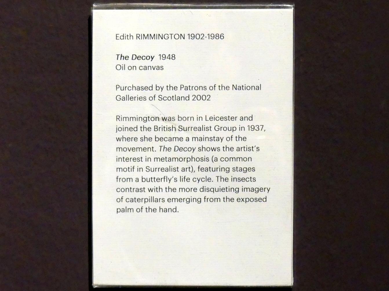 Edith Rimmington (1948), Köder, Edinburgh, Scottish National Gallery of Modern Art, Gebäude One, Saal 20: jenseits des Realismus - Dada und Surrealismus, 1948, Bild 2/2