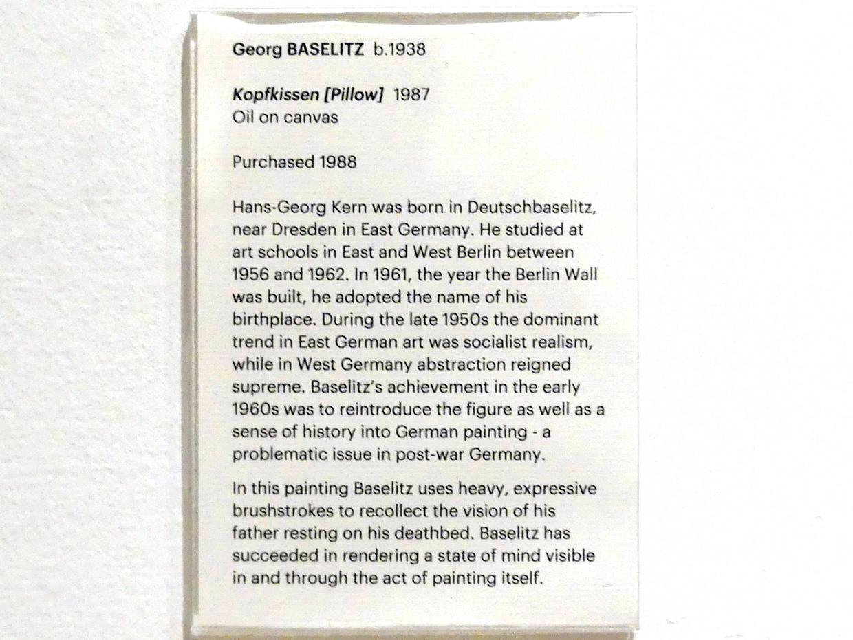 Georg Baselitz (1962–2019), Kopfkissen, Edinburgh, Scottish National Gallery of Modern Art, Gebäude One, Saal 21: zeitgenössische Künstler, 1987, Bild 2/2
