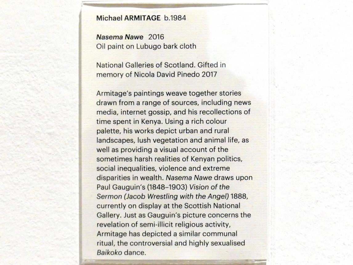 Michael Armitage (2016), Nasema Nawe, Edinburgh, Scottish National Gallery of Modern Art, Gebäude One, Saal 21: zeitgenössische Künstler, 2016, Bild 2/2