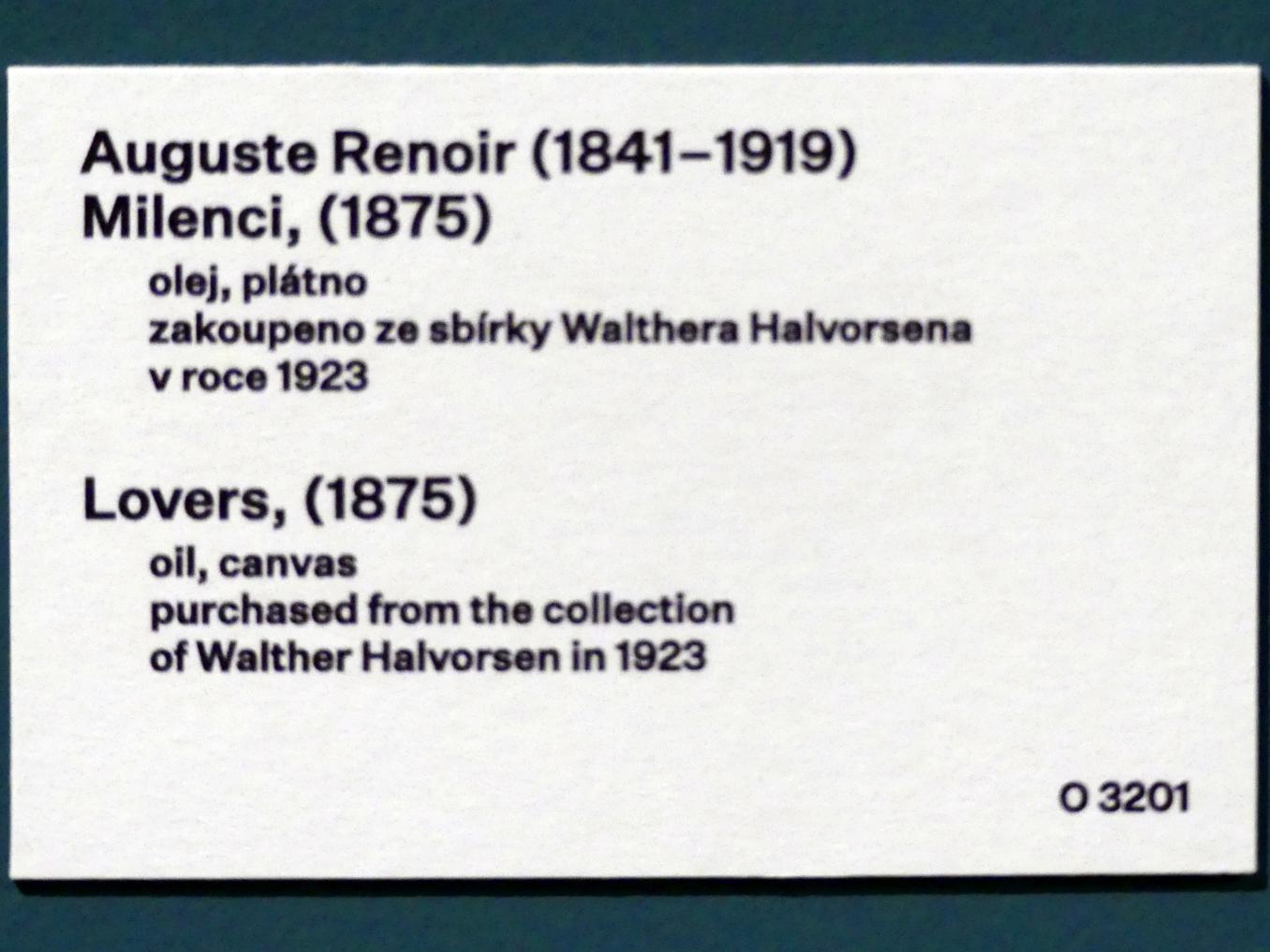Auguste Renoir (Pierre-Auguste Renoir) (1866–1918), Liebespaar, Prag, Nationalgalerie im Messepalast, 1918-1939, Saal 1, 1875, Bild 2/2