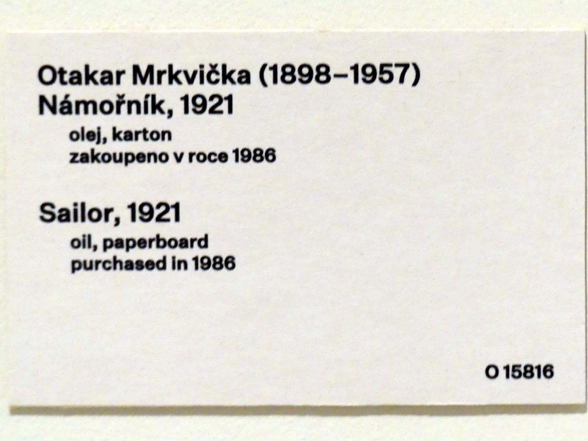 Otakar Mrkvička (1921–1925), Matrose, Prag, Nationalgalerie im Messepalast, 1918-1939, Saal 3, 1921, Bild 2/2