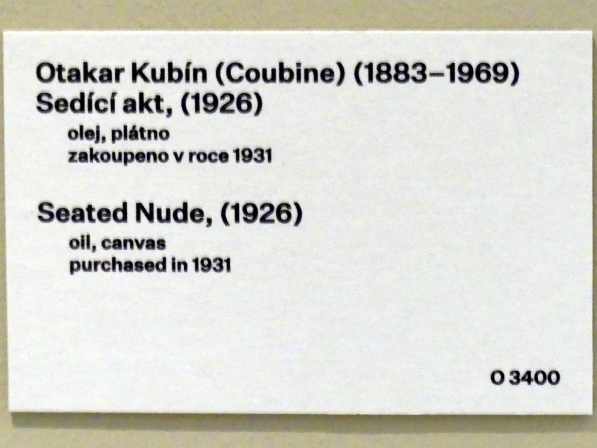 Otakar Kubín (1907–1927), Sitzender Akt, Prag, Nationalgalerie im Messepalast, 1918-1939, Saal 4, 1926, Bild 2/2