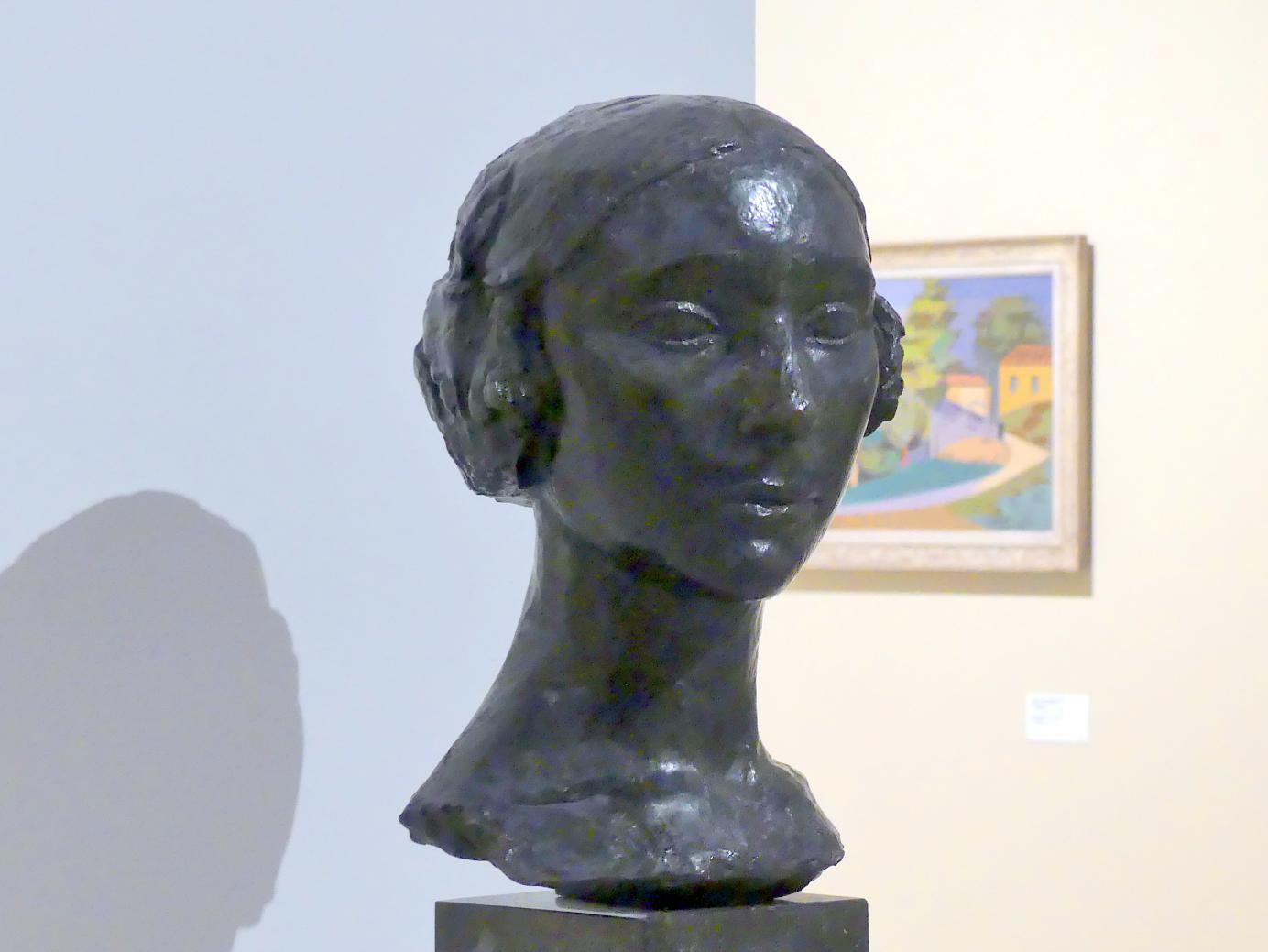 Charles Despiau (1921–1928), Frauenkopf (Jeanne Kamienska), Prag, Nationalgalerie im Messepalast, 1918-1939, Saal 4, 1921, Bild 2/5