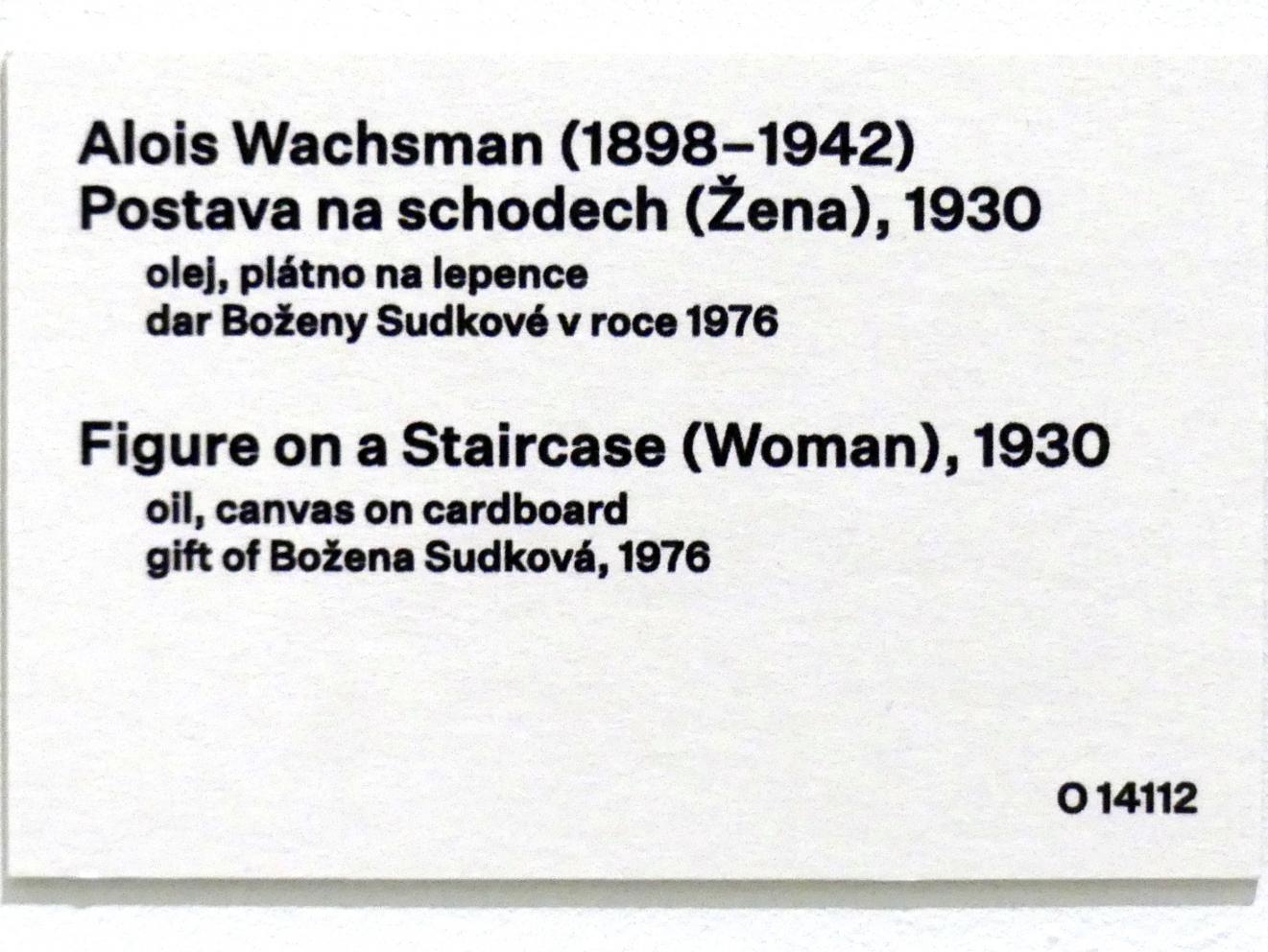 Alois Wachsman (1919–1932), Figur auf einer Treppe (Frau), Prag, Nationalgalerie im Messepalast, 1918-1939, Saal 8, 1930, Bild 2/2