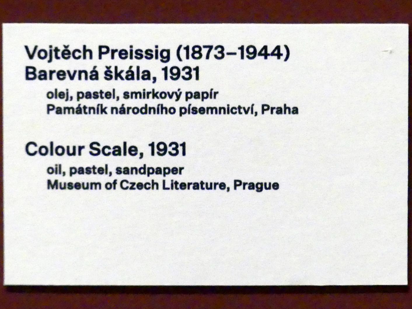 Vojtěch Preissig (1931–1937), Farbskala, Prag, Nationalgalerie im Messepalast, 1918-1939, Saal 13, 1931, Bild 2/2