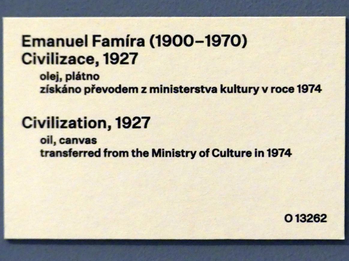 Emanuel Famíra (1927), Zivilisation, Prag, Nationalgalerie im Messepalast, 1918-1939, Saal 14, 1927, Bild 2/2