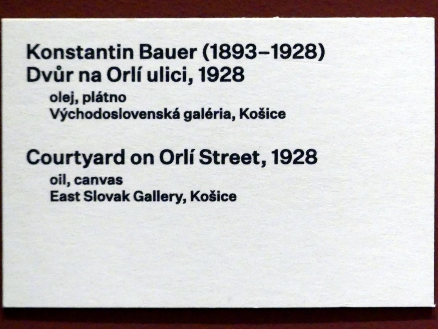 Konštantín Bauer (1927–1928), Hof an der Orlí-Straße, Prag, Nationalgalerie im Messepalast, 1918-1939, Saal 17, 1928, Bild 2/2