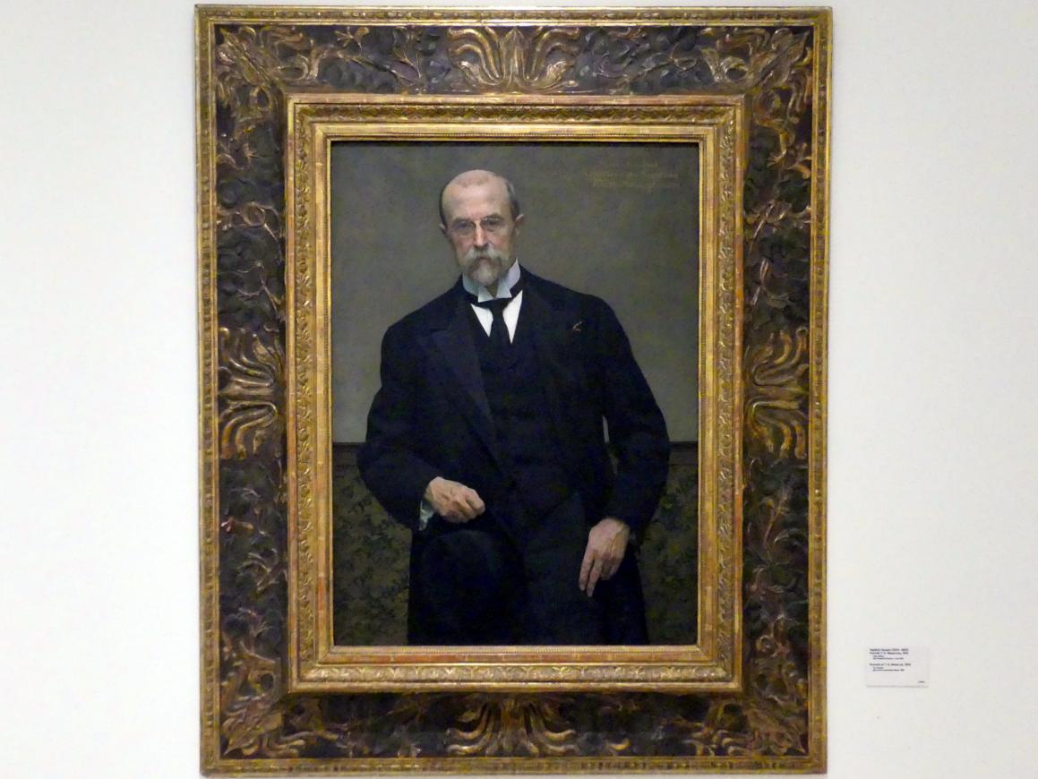 Vojtěch Hynais (1883–1919), Porträt Tomáš Garrigue Masaryk, Prag, Nationalgalerie im Messepalast, 1918-1939, Eingangshalle, 1919, Bild 1/2