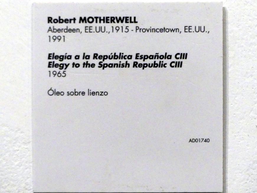 Robert Motherwell (1956–1977), Elegie an die Spanische Republik CIII, Madrid, Museo Reina Sofía, Saal 409, 1965, Bild 2/2