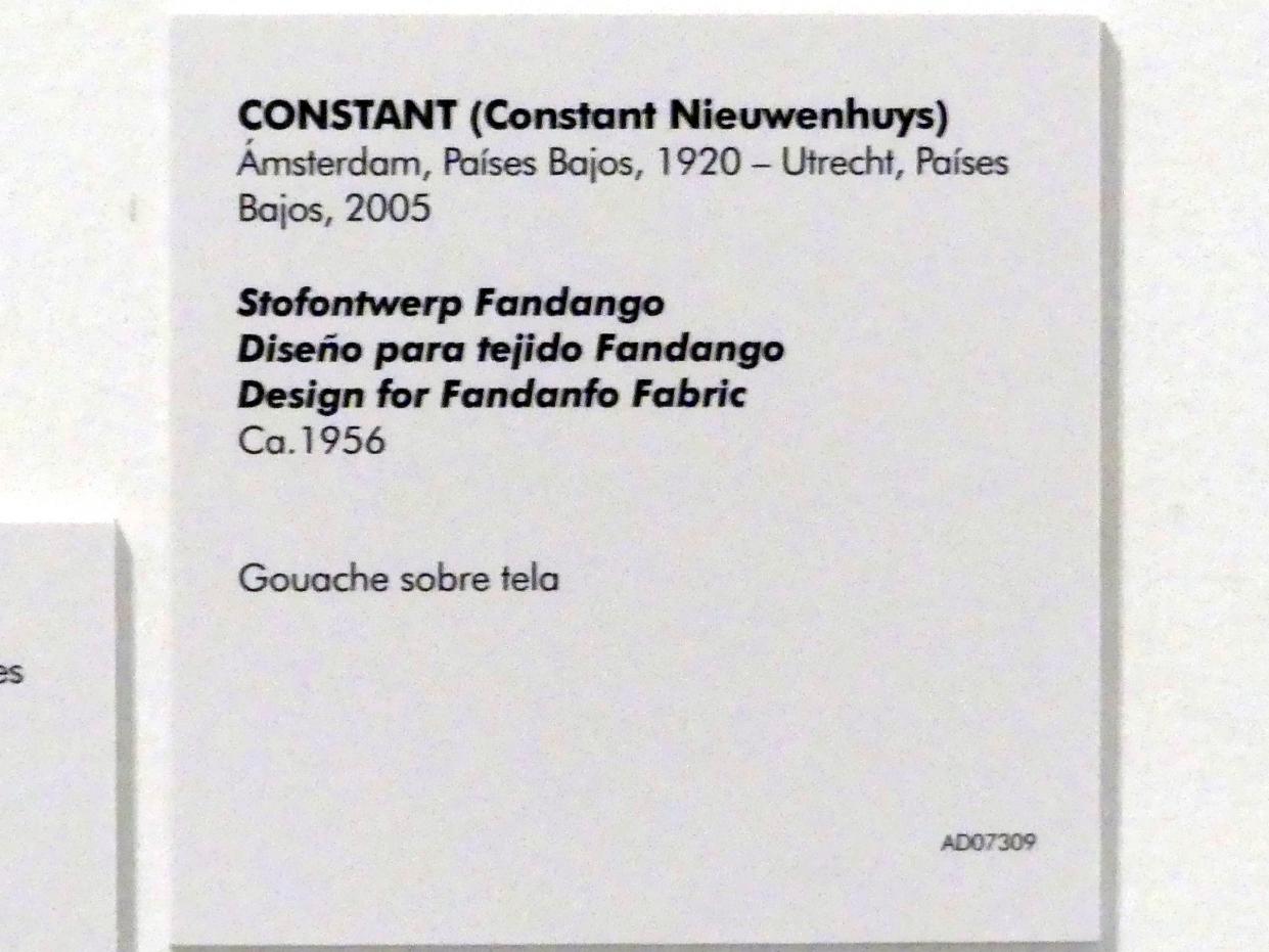 Constant (Constant Anton Nieuwenhuys) (1949–1969), Stoffdesign Fandango, Madrid, Museo Reina Sofía, Saal 420, um 1956, Bild 2/2
