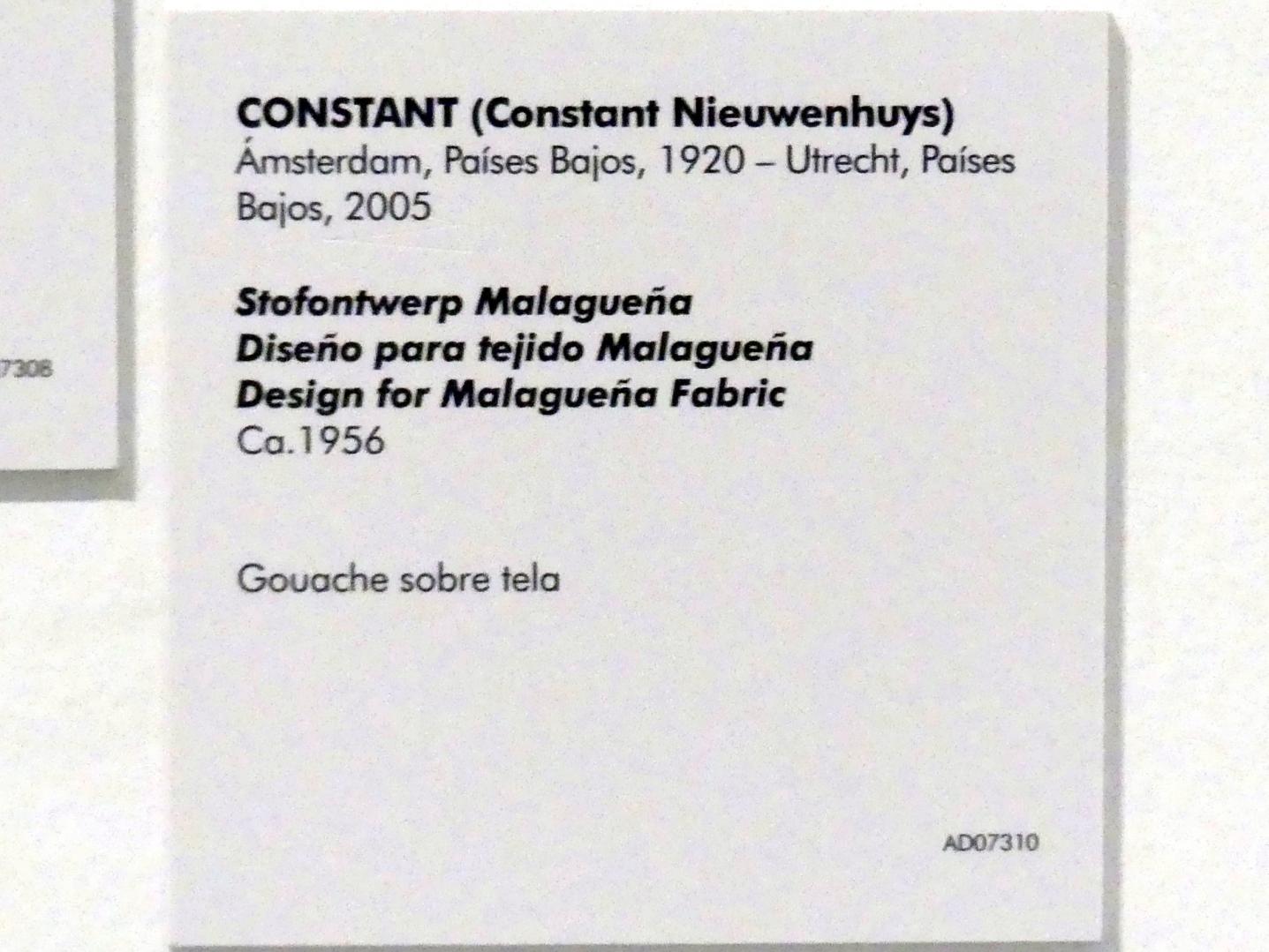 Constant (Constant Anton Nieuwenhuys) (1949–1969), Stoffdesign Malagueña, Madrid, Museo Reina Sofía, Saal 420, um 1956, Bild 2/2