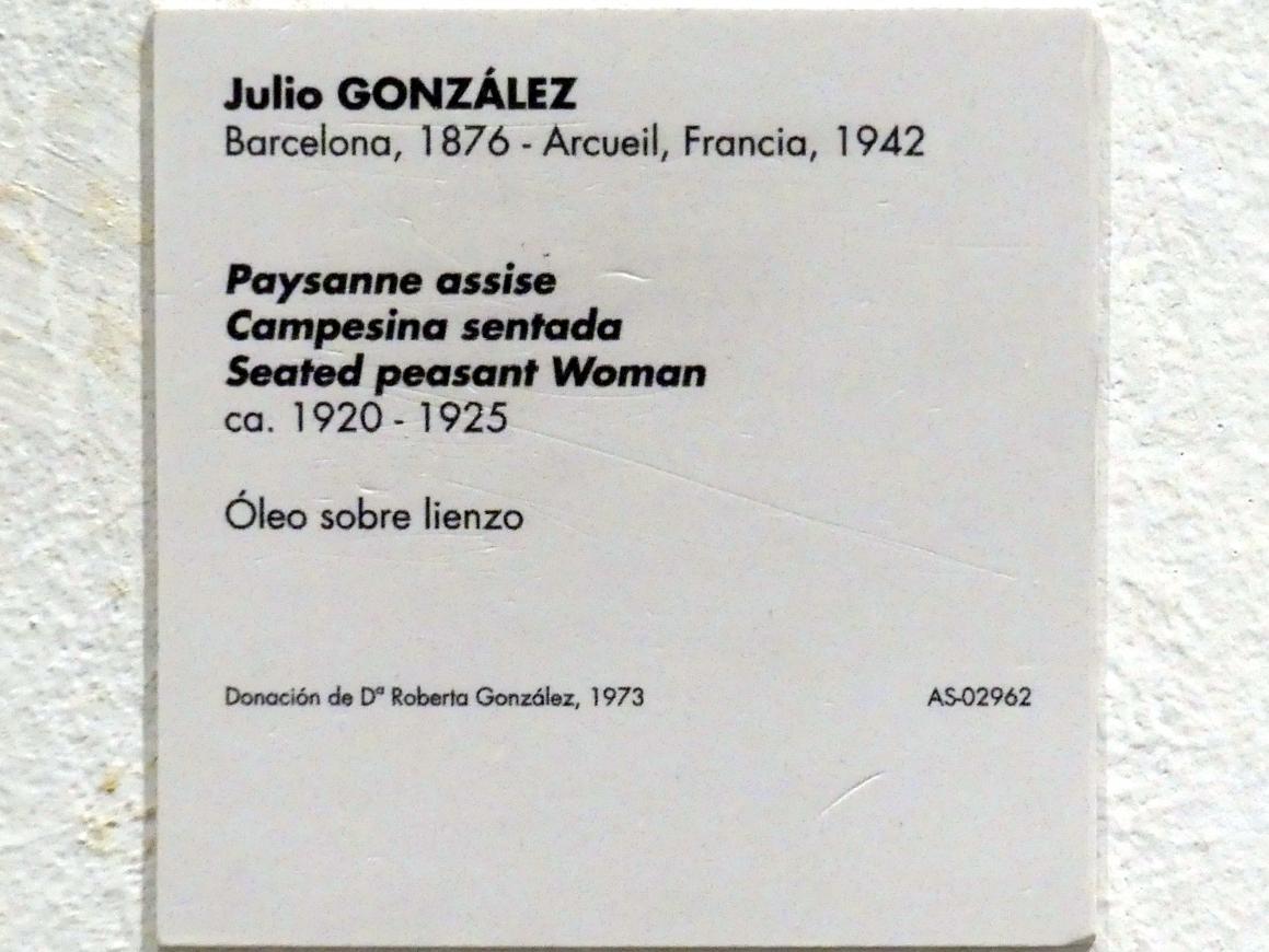 Julio González (1897–1942), Sitzende Bäuerin, Madrid, Museo Reina Sofía, Saal 201.04, um 1920–1925, Bild 2/2