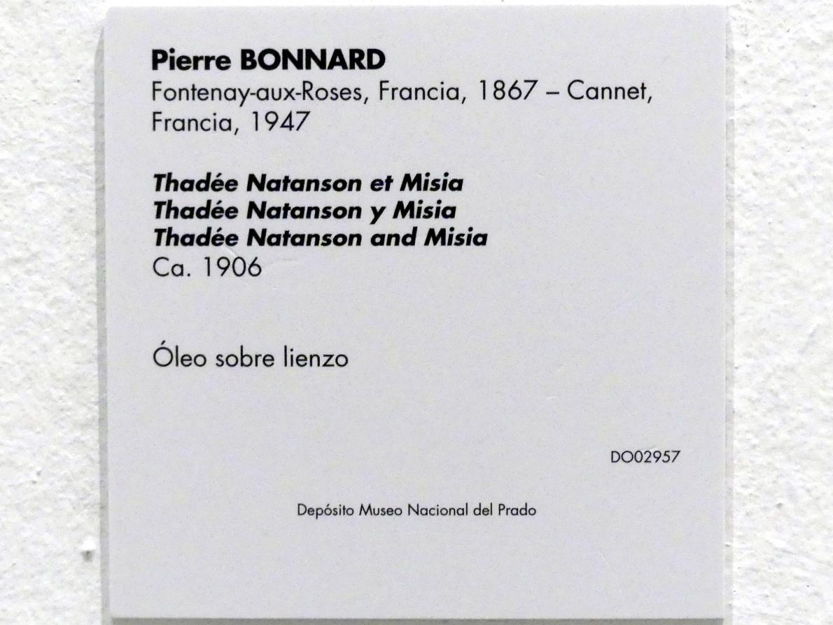 Pierre Bonnard (1893–1943), Thadée Natanson und Misia, Madrid, Museo Reina Sofía, Saal 201.02, um 1906, Bild 2/2