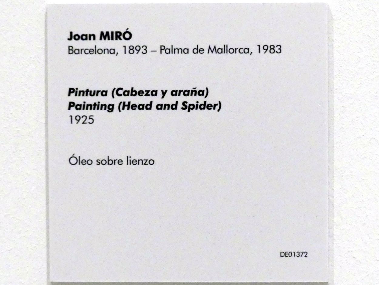Joan Miró (1917–1970), Gemälde (Kopf und Spinne), Madrid, Museo Reina Sofía, Saal 202.03, 1925, Bild 2/2