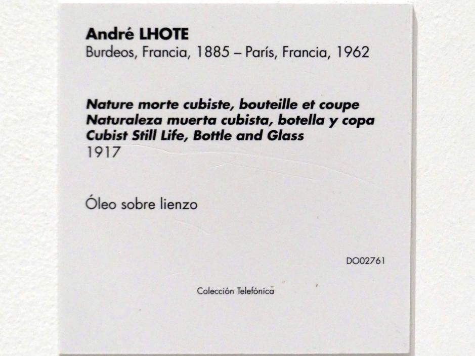 André Lhote (1913–1932), Kubistisches Stillleben, Flasche und Glas, Madrid, Museo Reina Sofía, Saal 208, 1917, Bild 2/2