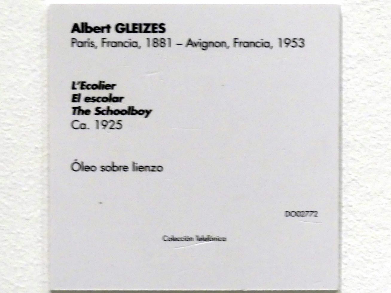 Albert Gleizes (1912–1930), Schuljunge, Madrid, Museo Reina Sofía, Saal 208, um 1925, Bild 2/2