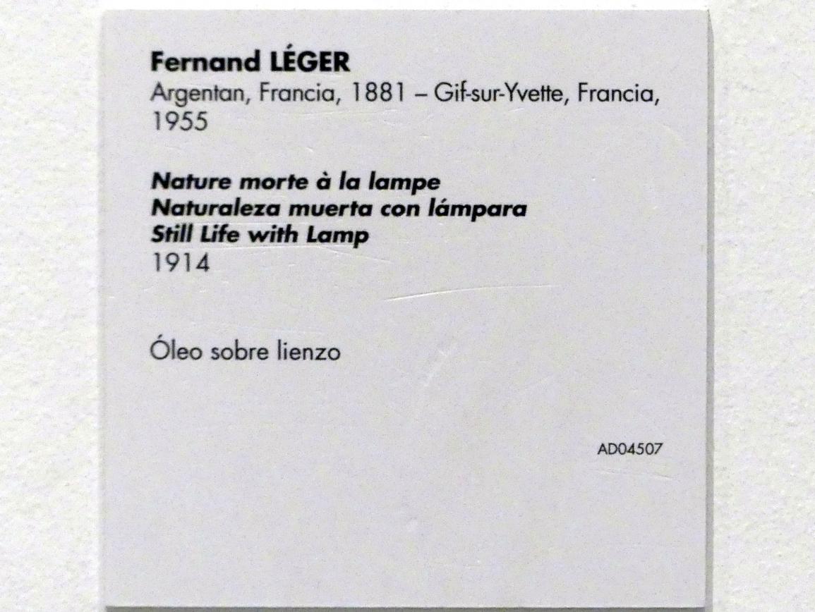 Fernand Léger (1912–1954), Stillleben mit Lampe, Madrid, Museo Reina Sofía, Saal 210, 1914, Bild 2/2