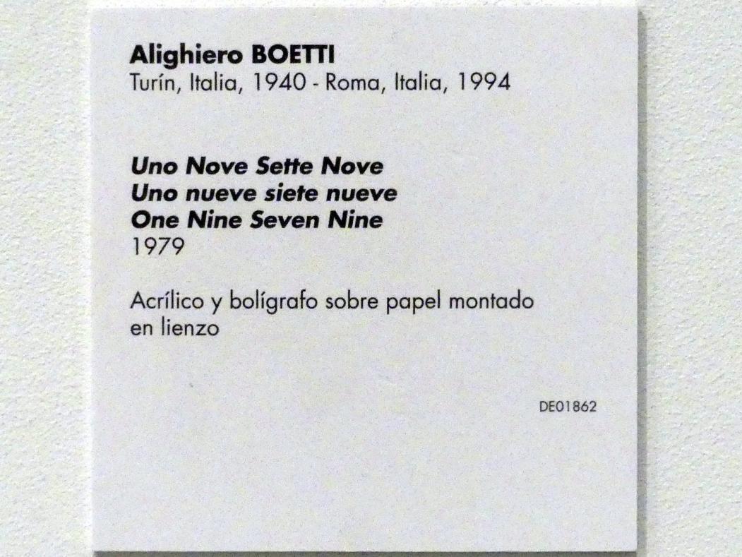 Alighiero Boetti (1968–1980), Eins Neun Sieben Neun, Madrid, Museo Reina Sofía, Saal 104.06, 1979, Bild 2/2