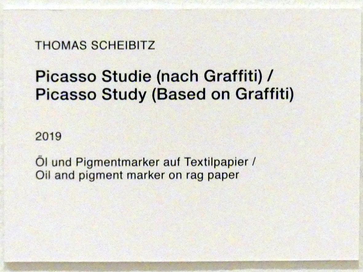 Thomas Scheibitz (1994–2019), Picasso Studie (nach Graffiti), Berlin, Museum Berggruen, Stülerbau, Erdgeschoss, Saal 7, 2019, Bild 2/3
