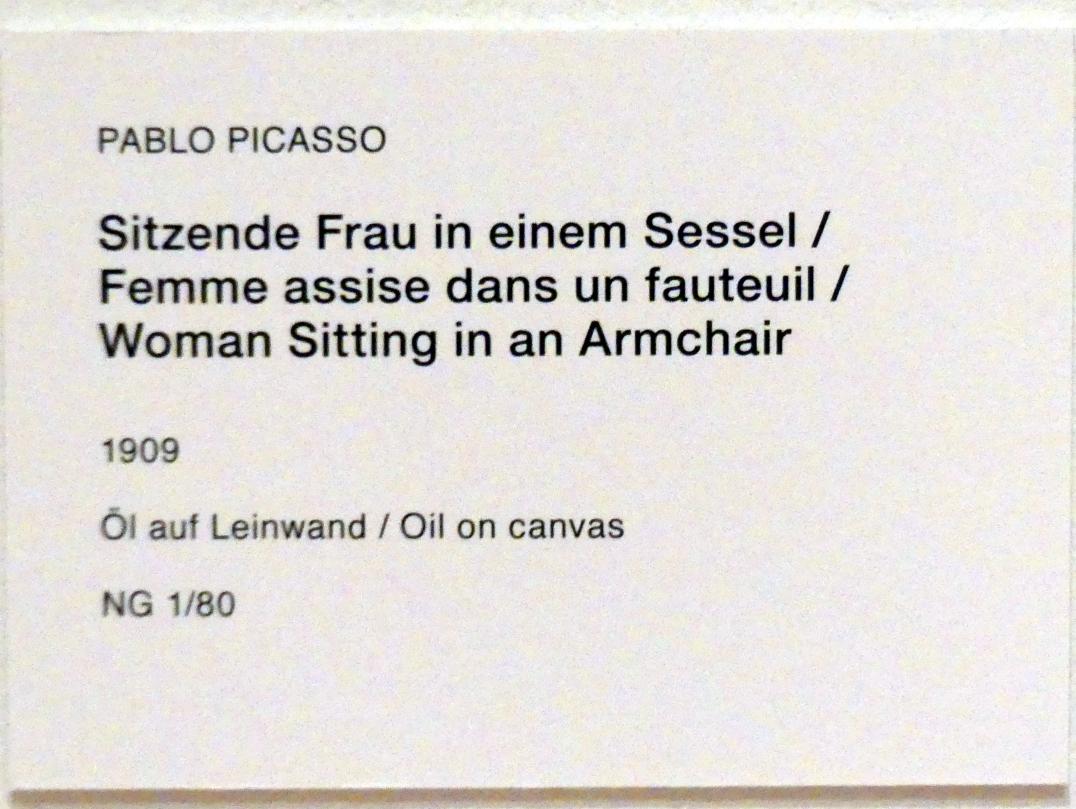 Pablo Picasso (1897–1972), Sitzende Frau in einem Sessel, Berlin, Museum Berggruen, Stülerbau, 1. Obergeschoss, 1909, Bild 2/2