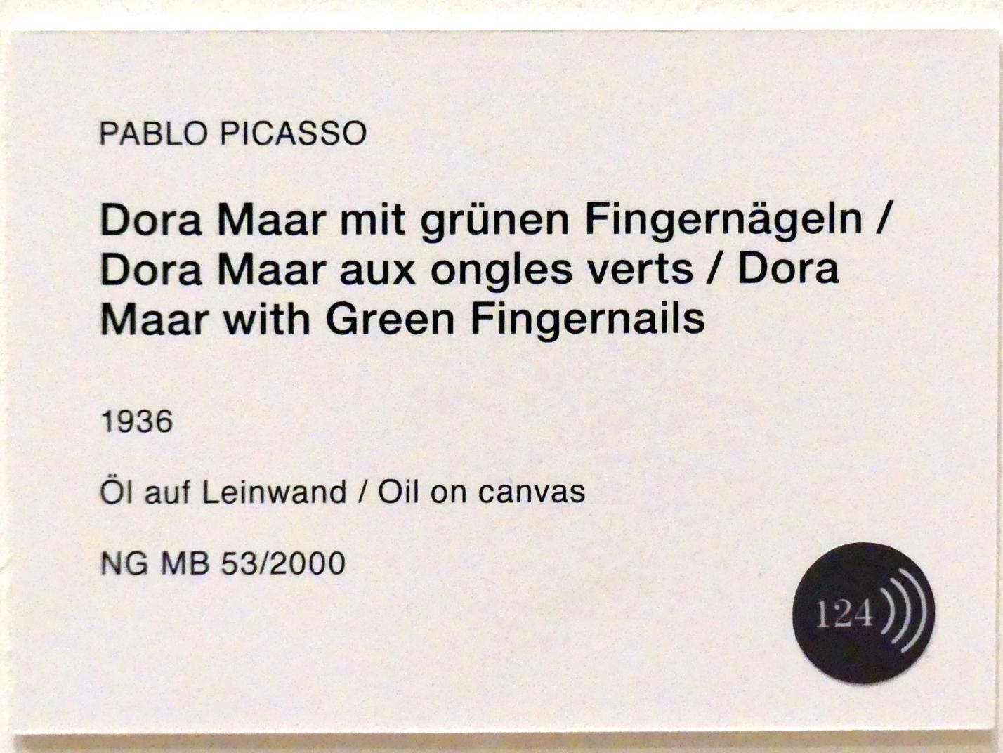 Pablo Picasso (1897–1972), Dora Maar mit grünen Fingernägeln, Berlin, Museum Berggruen, Stülerbau, 2. Obergeschoss, 1936, Bild 2/2