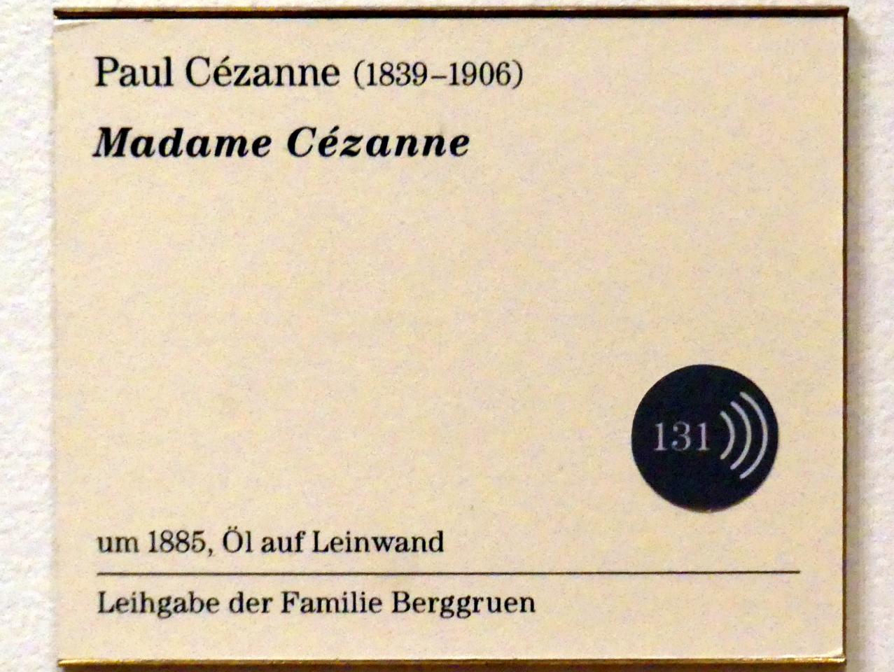 Paul Cézanne (1866–1906), Madame Cézanne, Berlin, Museum Berggruen, Kommandantenhaus, Erdgeschoss, Saal 2, um 1885, Bild 2/2
