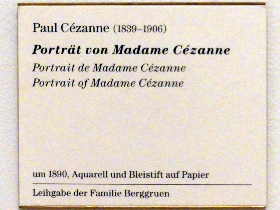 Paul Cézanne (1866–1906), Porträt von Madame Cézanne, Berlin, Museum Berggruen, Kommandantenhaus, Erdgeschoss, Saal 2, um 1890, Bild 2/2