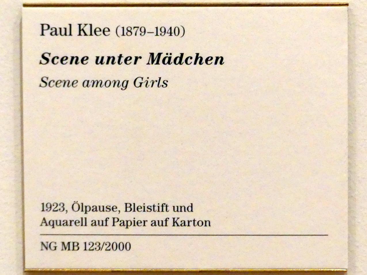 Paul Klee (1904–1940), Scene unter Mädchen, Berlin, Museum Berggruen, Kommandantenhaus, 2. Obergeschoss, 1923, Bild 3/3