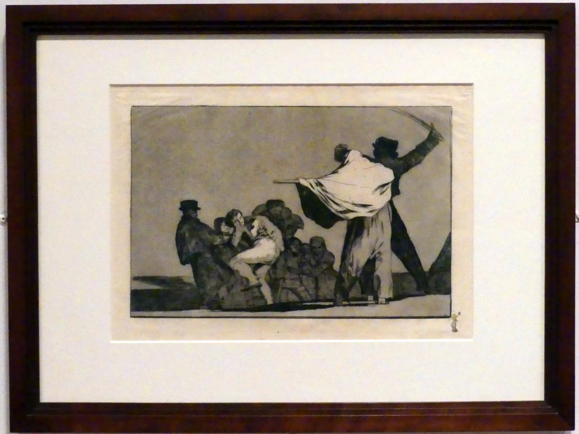 Francisco de Goya (Francisco José de Goya y Lucientes) (1779–1820), Bekannte Torheit, auch: Was für ein Krieger, Berlin, Sammlung Scharf-Gerstenberg, Erdgeschoß, Saal 1, um 1815–1824
