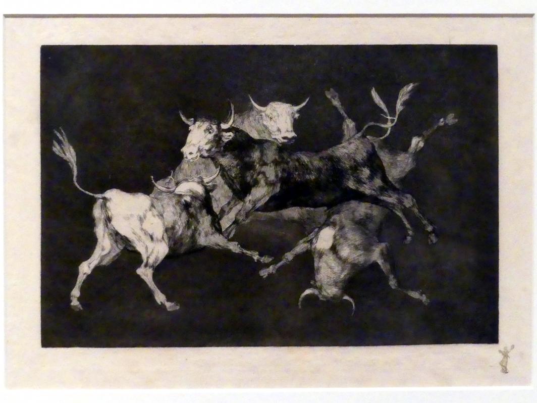 Francisco de Goya (Francisco José de Goya y Lucientes) (1779–1820), Torheit der Narren, auch: Stiermenge, Berlin, Sammlung Scharf-Gerstenberg, Erdgeschoß, Saal 1, um 1815–1824, Bild 2/3