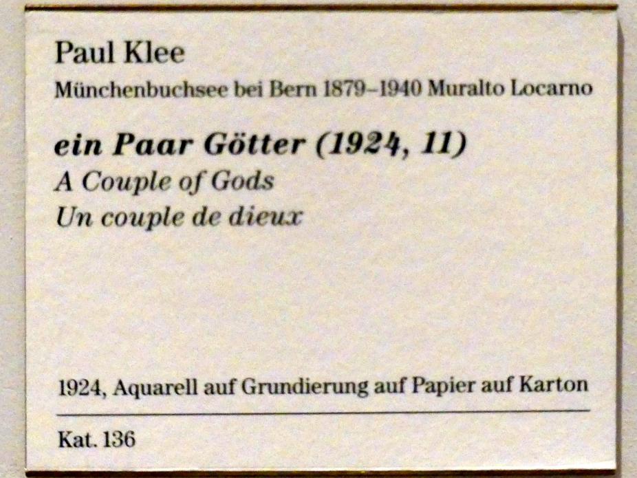 Paul Klee (1904–1940), ein Paar Götter (1924, 11), Berlin, Sammlung Scharf-Gerstenberg, Obergeschoß, Saal 8, 1924, Bild 3/3