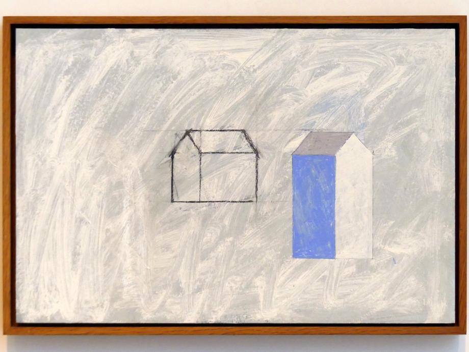 Horst Antes (1964–1993), Haus, Hauszeichnung, weißer Grund, Schwäbisch Hall, Kunsthalle Würth, Ausstellung "Lust auf mehr" vom 30.09.2019 - 20.09.2020, Erdgeschoss, 1991