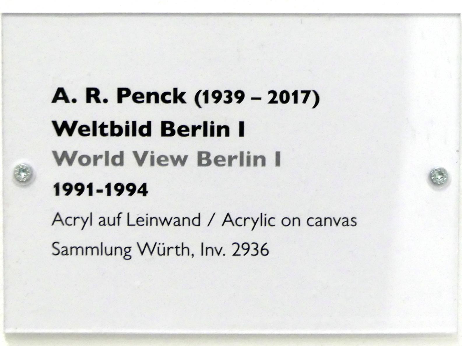 A. R. Penck (1965–1992), Weltbild Berlin I, Schwäbisch Hall, Kunsthalle Würth, Ausstellung "Lust auf mehr" vom 30.09.2019 - 20.09.2020, Erdgeschoss, 1991–1994, Bild 2/2