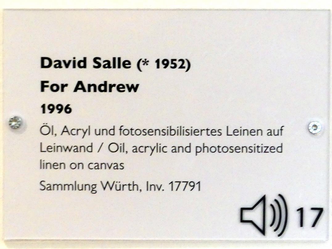David Salle (1986–2006), For Andrew, Schwäbisch Hall, Kunsthalle Würth, Ausstellung "Lust auf mehr" vom 30.09.2019 - 20.09.2020, Obergeschoss, 1996, Bild 2/2