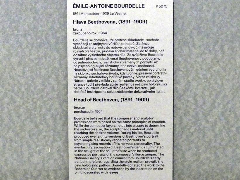 Antoine Bourdelle (Émile-Antoine Bourdelle) (1900–1909), Büste Ludwig van Beethoven, Prag, Nationalgalerie im Messepalast, Das lange Jahrhundert, Saal 1, 1891–1909, Bild 4/4