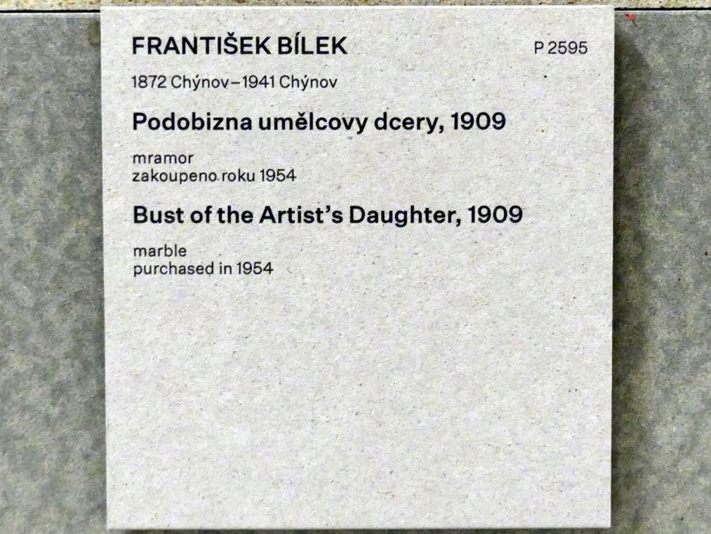 František Bílek (1897–1914), Büste des Künstlers Tochter, Prag, Nationalgalerie im Messepalast, Das lange Jahrhundert, Saal 3, 1909, Bild 3/3